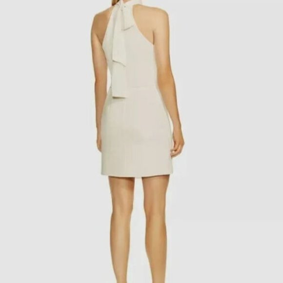 Halston Mock-Neck Mini Dress in Chalk Sz 2 - Picture 4 of 14